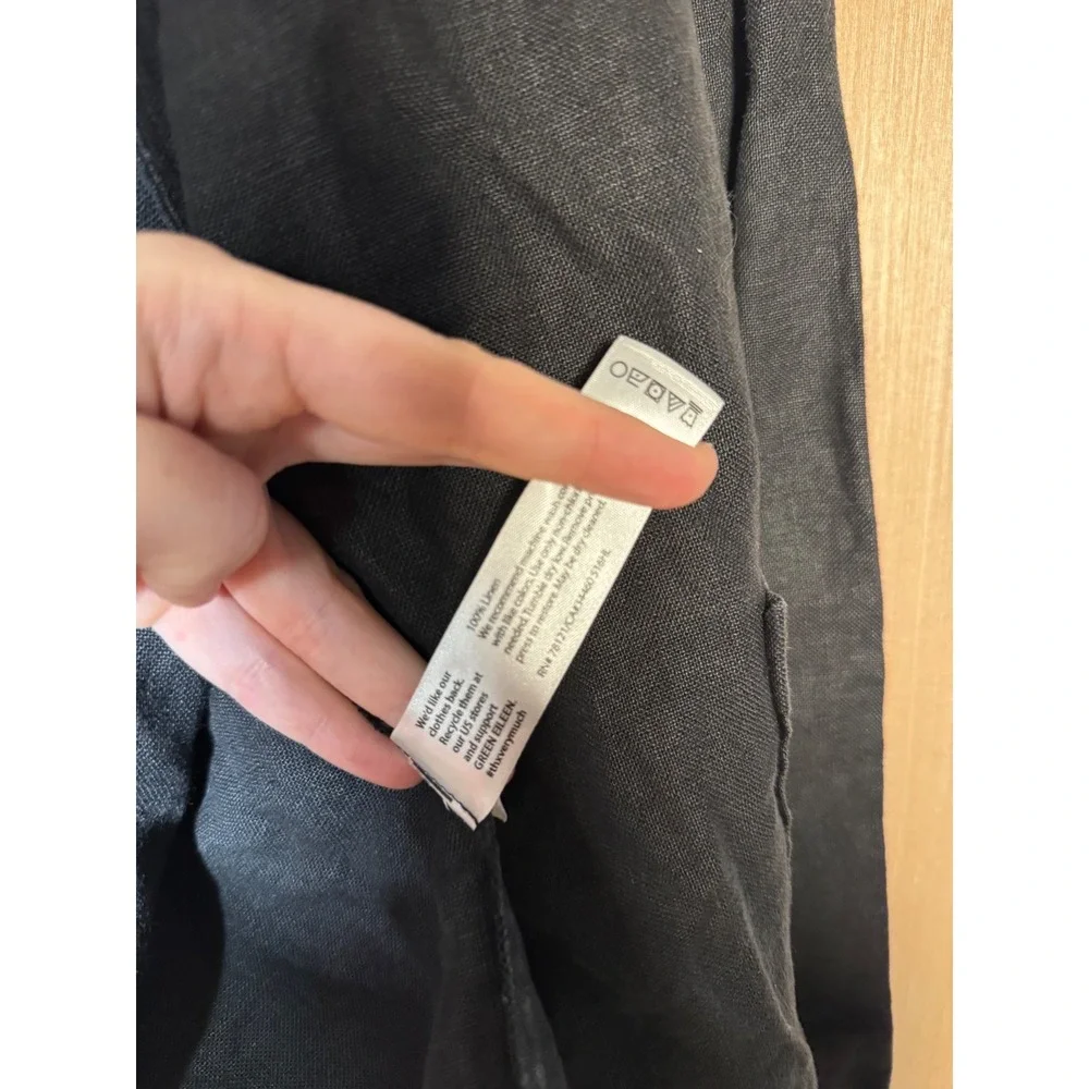 Eileen Fisher Womens 100% Linen Open Front Cardigan Jacket Charcoal Grey Pockets